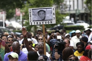 Une manifestation en hommage à Trayvon Martin, en juillet 2013. © Gerald Herbert/AP/SIPA