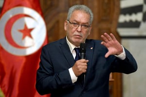 Le ministre des droits de l’Homme, Kamel Jendoubi, lors d’une conférence de presse à Tunis, le 17 mai 2016. © AFP/FETHI BELAID