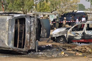 Attentat-suicide contre une station de bus à Kano, dans le nord du Nigéria, le 24 février 2015. © Sani Maikatanga/AP/SIPA