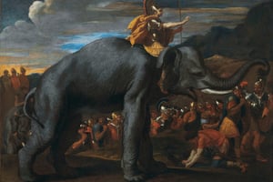 Hannibal traversant les Alpes à dos d’éléphant. © Wikimedia Commons/antiquesandartireland.com