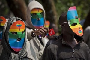 Des homosexuels kényans manifestent contre le durcissement des lois anti-gay au Kenya et en Ouganda, le 10 février 2014. Photo d’illustration. © Ben Curtis/AP/SIPA