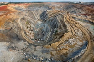 Vue de la mine de cuivre Frontier à Sakania (Sud-Est de la RDC), propriété du luxembourgeois Eurasian Ressources Group, le 3 mars 2015. © Gwenn Dubourthoumieu pour Jeune Afrique