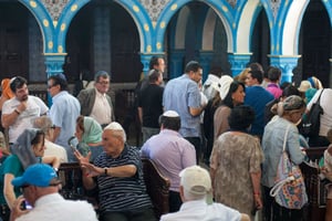 Pèlerins juifs dans la synagogue de la Ghriba, en Tunisie (image d’illustration). © Aimen Zine/AP/SIPA