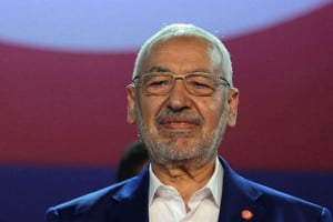 Rachid Ghannouchi, le leader du Parti Ennahdha lors de la 10eme assemblée générale du parti islamiste, le 20 mai 2016 à Tunis. © Hassene Dridi/AP/SIPA