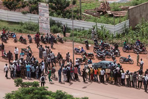Des manifestants à Ouagadougou après le coup d’Etat de septembre 2015. Photo d’illustration. © Theo Renaut/AP/SIPA
