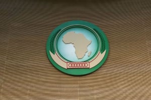Le logo de l’Union Africaine. © Evan Vucci/AP/SIPA