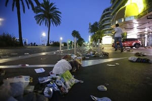 La promenade des anglais, à Nice, où a eu lieu l’attentat dans la nuit du 14 juillet 2016. © Luca Bruno/AP/SIPA