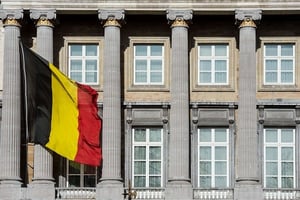 Le drapeau belge flotte devant le parlement fédéral à Bruxelles, le 12 février 2014. © Geert Vanden Wijngaert/AP/Sipa