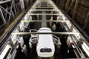 Fabrication de la Dacia Lodgy dans l’usine Renault de Tanger. © renault/brossard/REA
