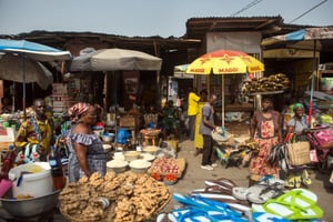 Marché Dantokpa, à Cotonou. © Gwenn Dubourthoumieu pour J.A.
