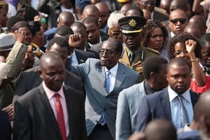 Robert Mugabe à Harare après un discours de menaces envers ses opposants, le 27 juillet 2016. © Tsvangirayi Mukwazhi/AP/SIPA