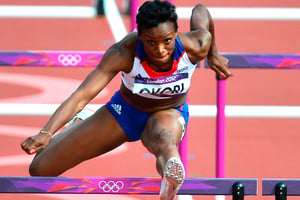 Reina-Flor Okori, en bleu, blanc, rouge lors des JO 
de Londres,
en 2012. © Gabriel Bouys/AFP