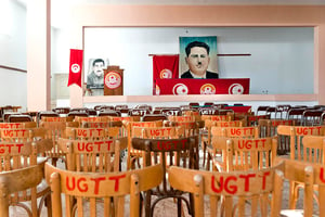 La salle de réunion du syndicat à Sidi Bouzid, ville d’où était partie la révolution de 2011. © nicolas fauqué/imagesdetunisie.com