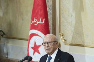 Le président de la République tunisienne Béji Caïd Essebsi au Parlement suisse, à Bern, le 18 février 2016. © Peter Schneider/AP/SIPA