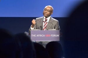 Donald Kaberuka, haut représentant pour le financement de l’Union africaine, en 2014 à Genève. © Eric Larravadieu pour J.A.