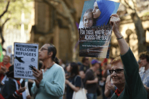 Manifestation de soutien aux migrants à Sydney, en Australie, le 12 septembre 2015 © Peter Parks/afp.com