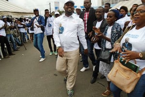 Gérard Ella Nguema lors de l’ouverture de sa campagne à Libreville. © Compte facebook