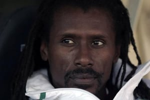 Aliou Cissé, le sélectionneur de l’équipe nationale de football du Sénégal, les Lions de la Teranga. © Juan Mabromata, AFP