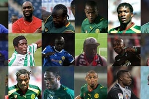 Les 18 joueurs de l’équipe camerounaise, championne olympique en 2000. © Montage J.A.