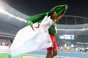 L’athlète algérien après la finale olympique du 1 500 m, le 21 août, à Rio. © Dominic Ebenbichler/REUTERS