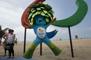 Tom, la mascotte des Jeux paralympiques de Rio, le 2 septembre 2016 à Rio. © Silvia Izquierdo/AP/SIPA