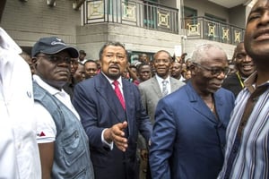 Jean Ping à la sortie d’une conférence de presse dans son QG, le 30 août 2016. © Baudouin Mouanda pour JA
