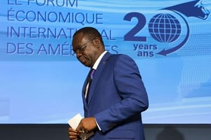 L’ancien Premier ministre du Burkina Faso, Luc Adolphe Tiao, lors du Forum économique international des Amériques en 2014. © Ryan Remiorz/AP/Sipa