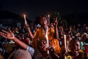 Des soutiens du leader de l’opposition Étienne Tshisekedi, le 27 juillet 2016 à Kinshasa. © Eduardo Soteras/AFP