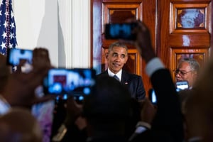 Barack Obama lors d’une réception à la Maison Blanche à l’occasion de l’ouverture du Musée de l’histoire et de la culture afroaméricaine, le 23 septembre 2016 à Washington. © Zach Gibson/AFP