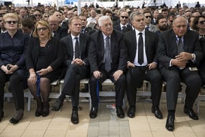 Mahmoud Abbas aux obsèques de Shimon Peres, le 30 septembre 2016 à Jérusalem. © Stephen Crowley/AP/SIPA