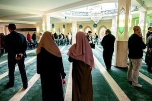 Journées portes ouvertes à la mosquée Aya Sofya, à Hanovre, le 3 octobre 2016. © Peter Steffen/DPA/AFP