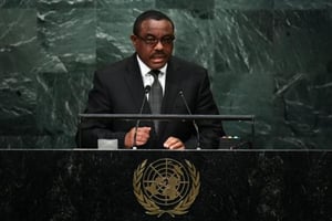 Hailemariam Desalegn, Premier ministre éthiopien, le 22 septembre 2016 à New-York. © Jewel Samad/AFP