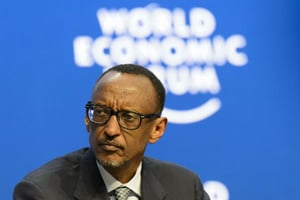 Le président rwandais Paul Kagame lors du Forum économique mondial de Davos, le 23 janvier 2015. © Jean-Christophe Bott/AP/SIPA