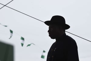 L’ancien président nigérian, en mai 2015 à Abuja. © Susan Walsh/AP/SIPA