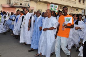 Des manifestants à Nouakchott à l’appel de partis d’opposition contre de prochaines modifications constitutionnelles en Mauritanie, le 29 octobre 2016. © AFP