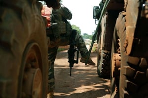 Des éléments de la force Sangaris à Bambari, en Centrafrique, le 22 mai 2014 (photo d’illustration). © Jerome Delay/AP/SIPA