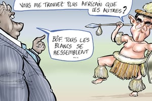 Pendant sa visite à Abidjan, le Premier ministre français s’est vu affubler du traditionnel surnom « Valls l’Africain ». © Glez