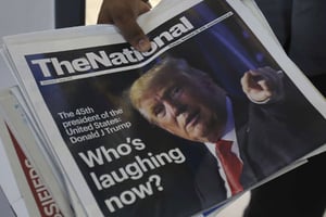 Le 10 novembre 2016, les journaux du monde entier faisaient leur une sur Donald Trump. © Kamran Jebreili/AP/SIPA