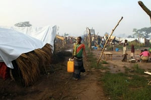 Des déplacés dans un camp le 19 octobre 2016 à Kaga Bandoro en Centrafrique. © EDOUARD DROPSY/AFP