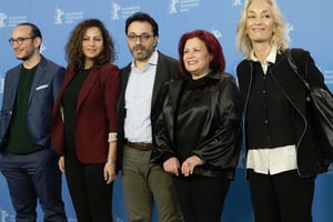 L’équipe du film « Nhabbek Hedi » lors de la Berlinale 2016 à Berlin. © Axel Schmidt/AP/SIPA