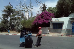 Un ramasseur de poubelles  à Sidi Bou Saïd, dans la banlieue nord de Tunis. © Bagolina/Flickr