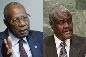 Abdoulaye Bathily, en 2014, et Moussa Faki Mahamat, en 2015. © Bruno Lévy pour JA et AP/SIPA
