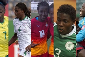 Gabrielle Onguéné, Asisat Oshoala, Elizabeth Addo, Osinachi Ohale, Annette Ngo Ndom, de gauche à droite. © AP/SIPA/montage JA
