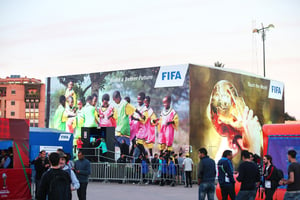 Fan zone lors de la Coupe du monde des clubs, à Marrakech, en décembre 2013. © julian finney/FIFA via Getty Images