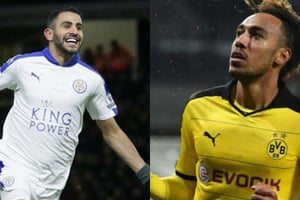 Riyad Mahrez et Pierre Emerick Aubameyang. © AP/SIPA