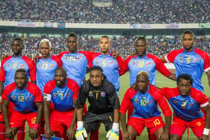 L’équipe nationale de RDC avant le match contre la Centrafrique au stade des Martyrs de Kinshasa, le 4 septembre 2016. © Junior KANNAH/AFP