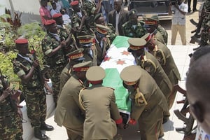 Funérailles d’un haut gradé burundais en 2015. © Berthier Mugiraneza/AP/SIPA