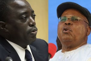 Le président Joseph Kabila et l’opposant historique Étienne Tshisekedi. © Elias Asmare, John Bompengo/AP/SIPA
