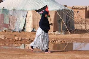 Dans le camp de réfugiés de Laâyoune, dans la région du Sahara occidental, en 2009. © Alfred de Montesquiou/AP/SIPA