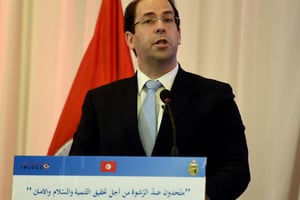 Le Premier ministre Youssef Chahed à Tunis le 8 décembre 2016. © Fethi Belaid/AFP